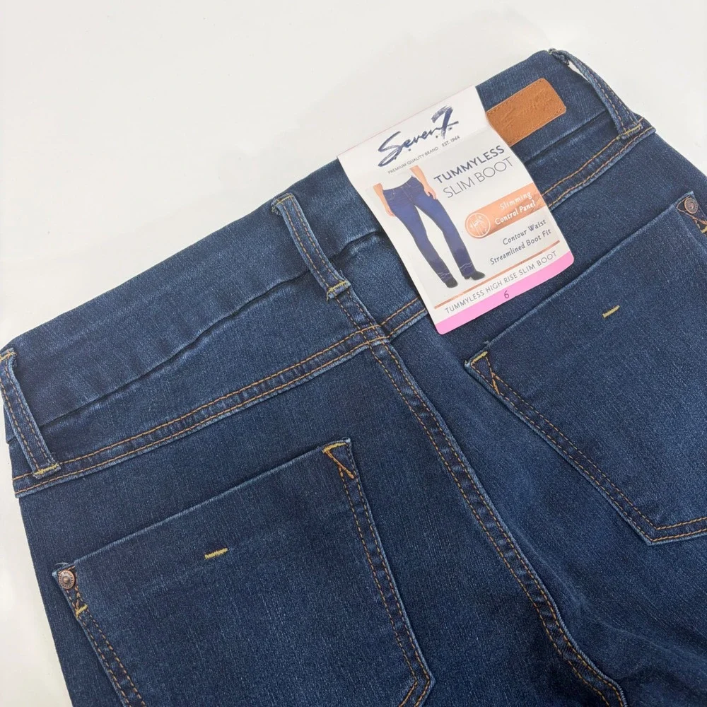 Seven7 Tummyless High Rise Slim Bootcut Jeans London Dark Denim Womens 6 NWT